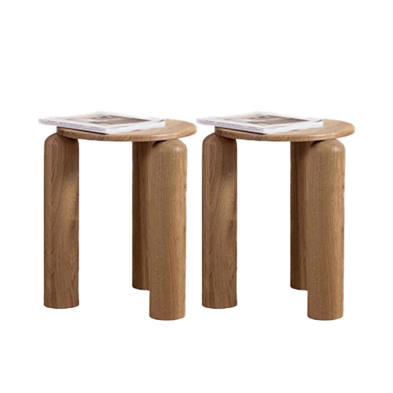 Nordic Side Table Round Solid Wooden End Table with Three Legs
