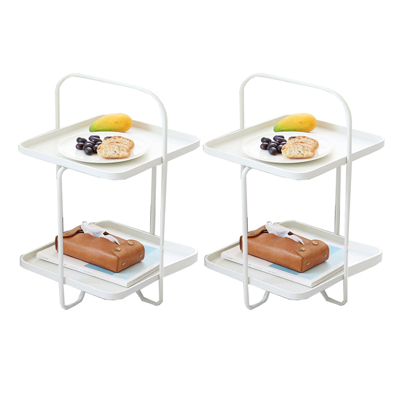 Square End Side Table X-base End Table with Shelves and Tray Top