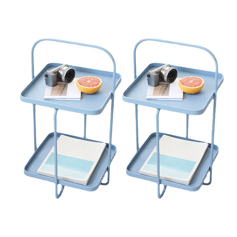 Square End Side Table X-base End Table with Shelves and Tray Top