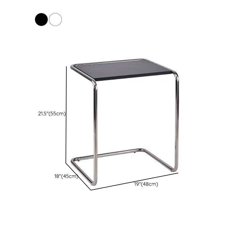 Modernistic Corner Table Wooden Rectangular Top C Base Side Table