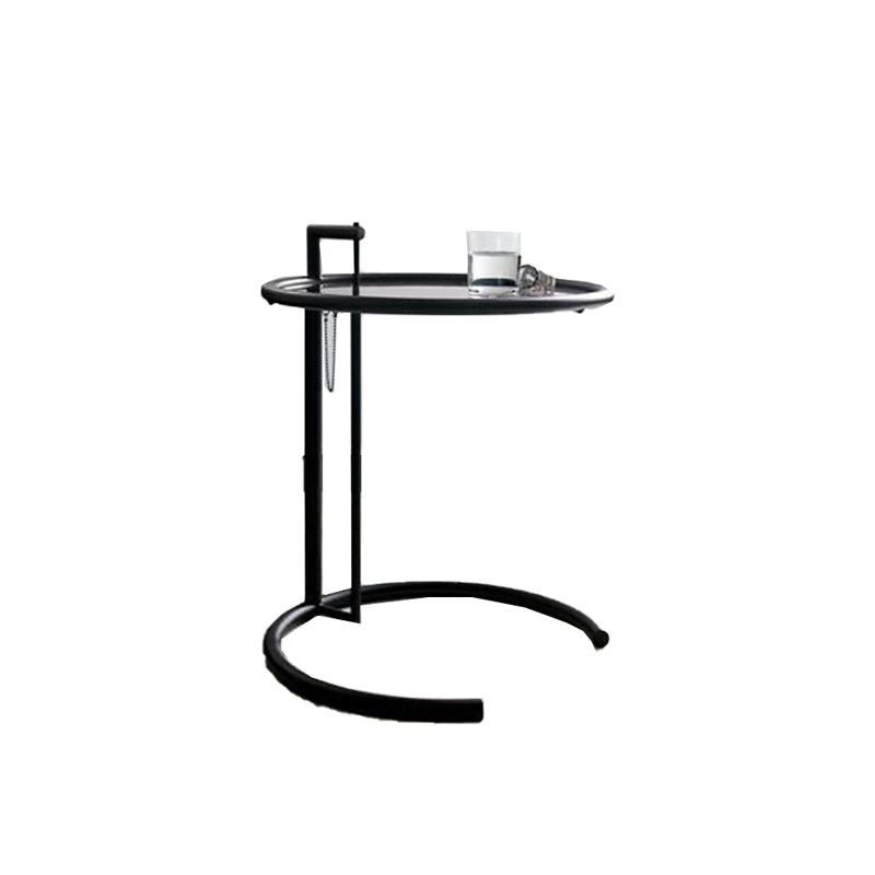 Round Glass Top End Table with Stainless Steel C Base Side Table