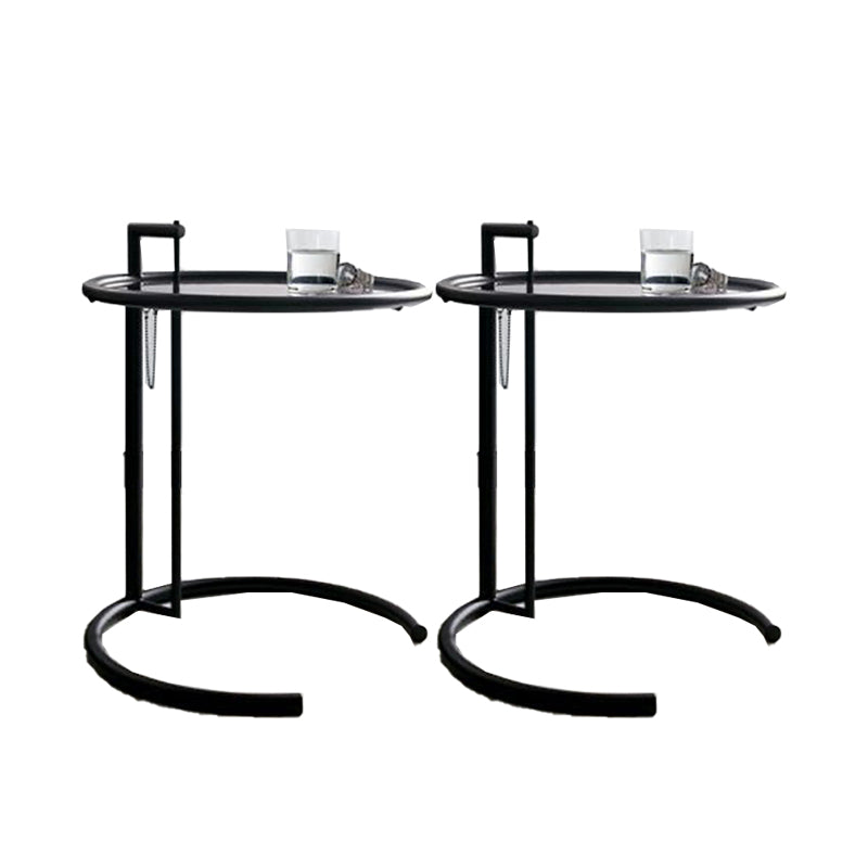 Round Glass Top End Table with Stainless Steel C Base Side Table