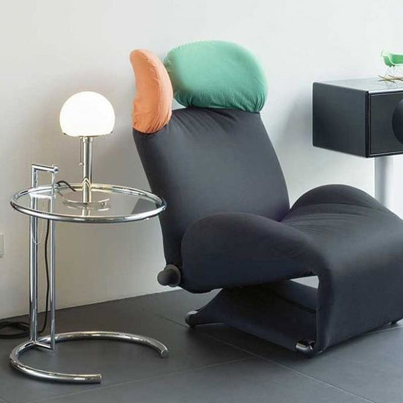 Round Glass Top End Table with Stainless Steel C Base Side Table