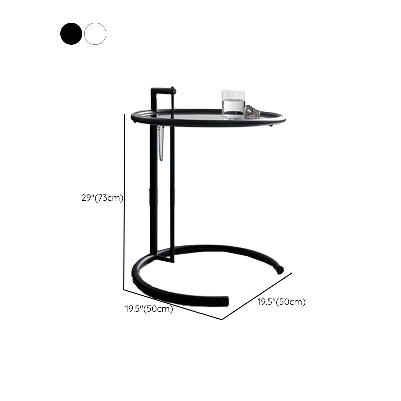 Round Glass Top End Table with Stainless Steel C Base Side Table