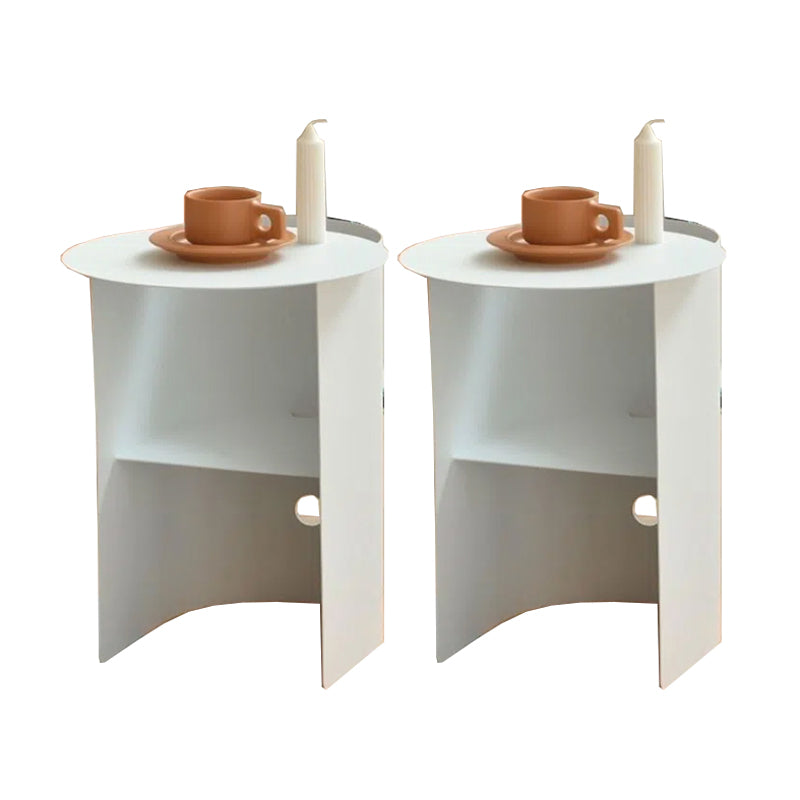 Mid-Century Round Side End Table Stainless Steel End Slide Table with Shelf