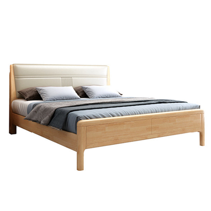 Natural Contemporary Panel Bed Wood and Upholstered Standard Bed Upholstered Headboard