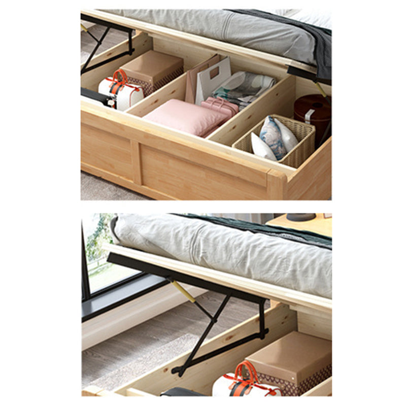 Natural Contemporary Panel Bed Wood and Upholstered Standard Bed Upholstered Headboard