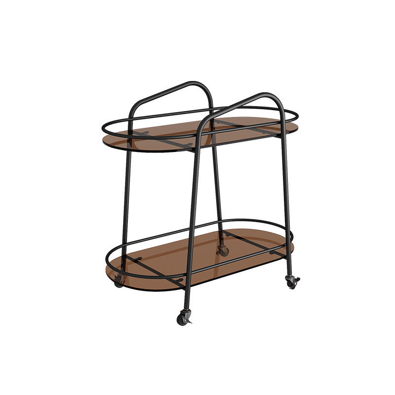 Modern Glass Side Table 4 Legs Oval Side End Table with Storage