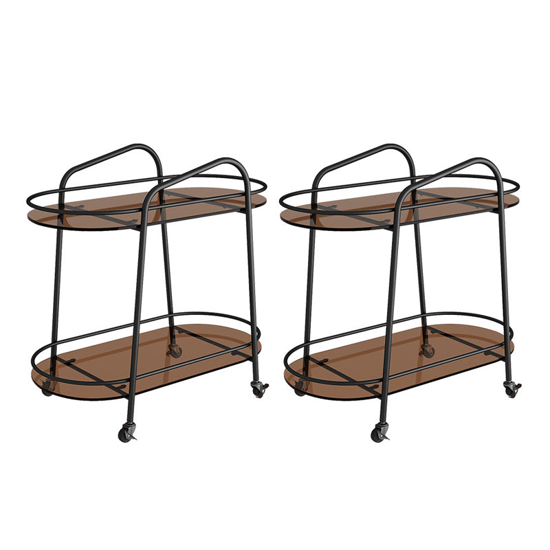 Modern Glass Side Table 4 Legs Oval Side End Table with Storage