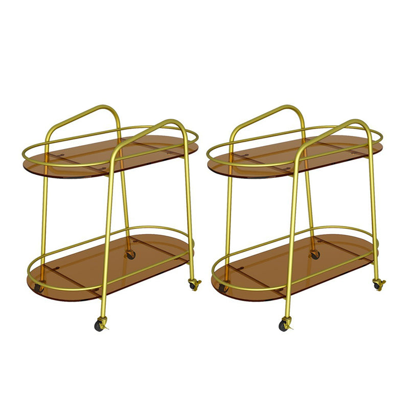 Modern Glass Side Table 4 Legs Oval Side End Table with Storage