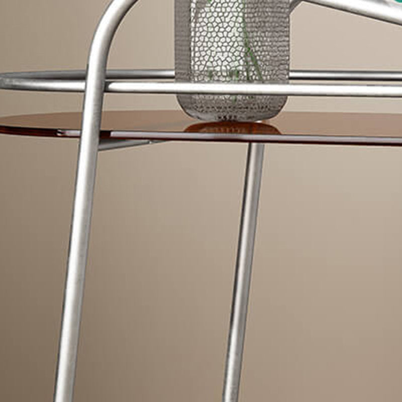 Modern Glass Side Table 4 Legs Oval Side End Table with Storage