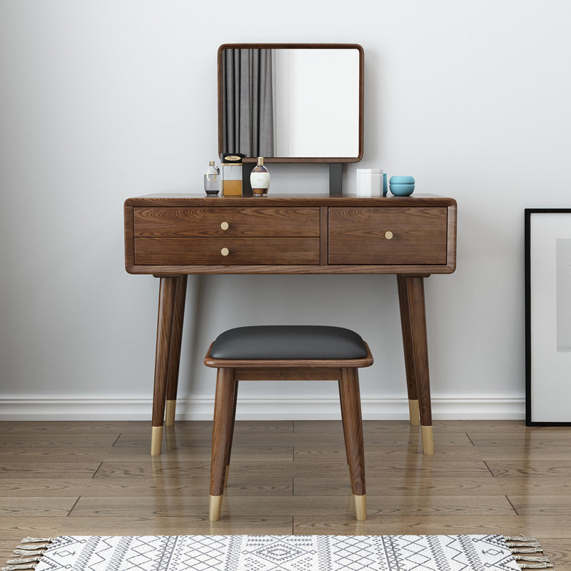 3-Drawer Vanity Makeup Table Set Traditional Mirrored Ash Vanity