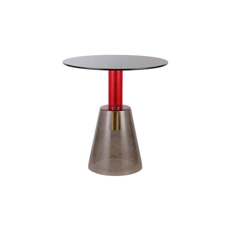 Modern Round Glass Top Side Table 19.68" Tall Pedestal End Table