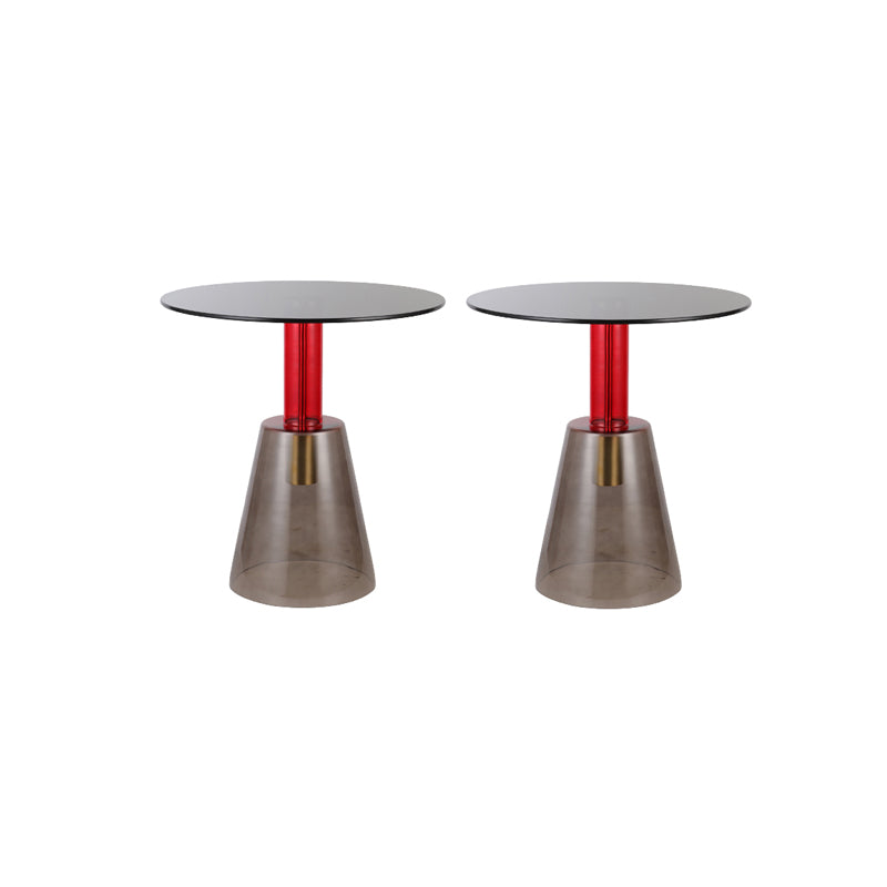 Modern Round Glass Top Side Table 19.68" Tall Pedestal End Table