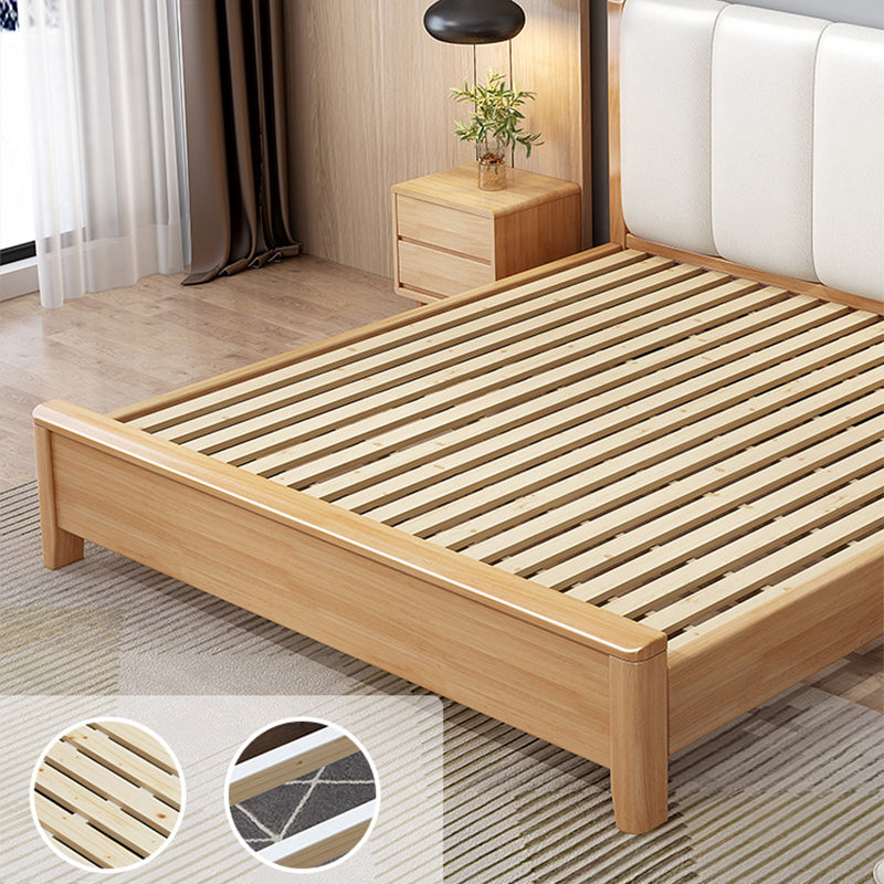 Rectangular Modern Panel Bed Solid Wood Standard Bed with Headboard