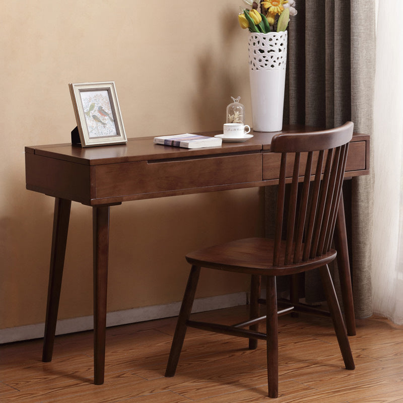 Scandinavian Rubberwood Vanity Flip Single Mirror Jewelry Vanity Desk