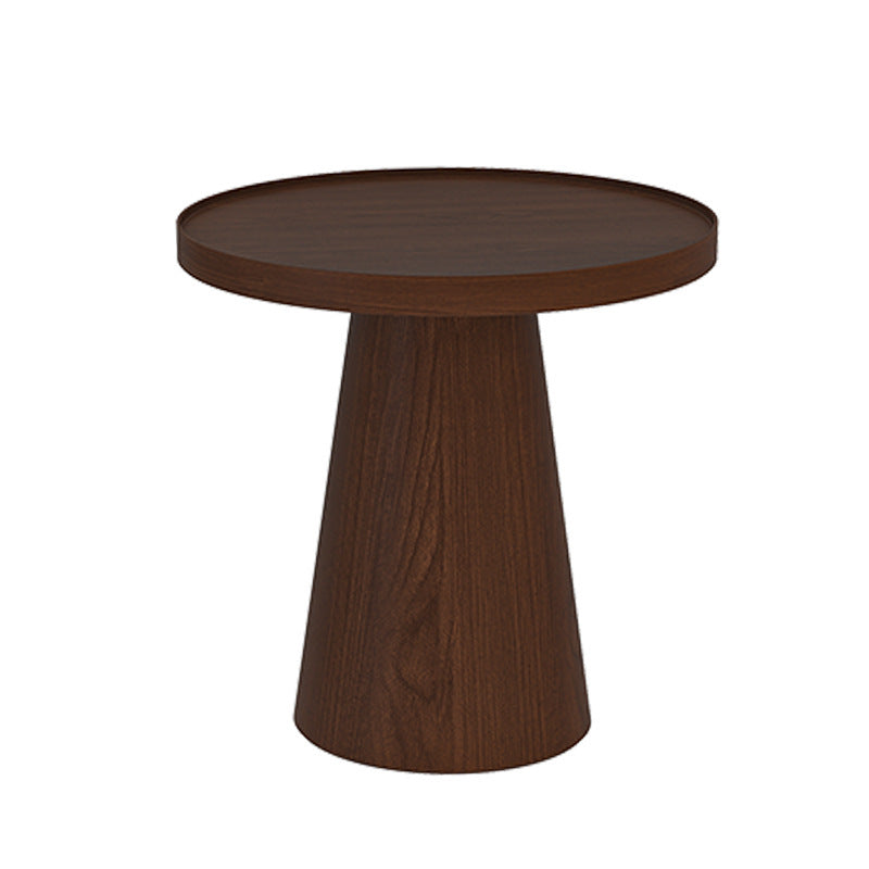 Scandinavian Brown Table Round Pedestal Solid Wood End Table