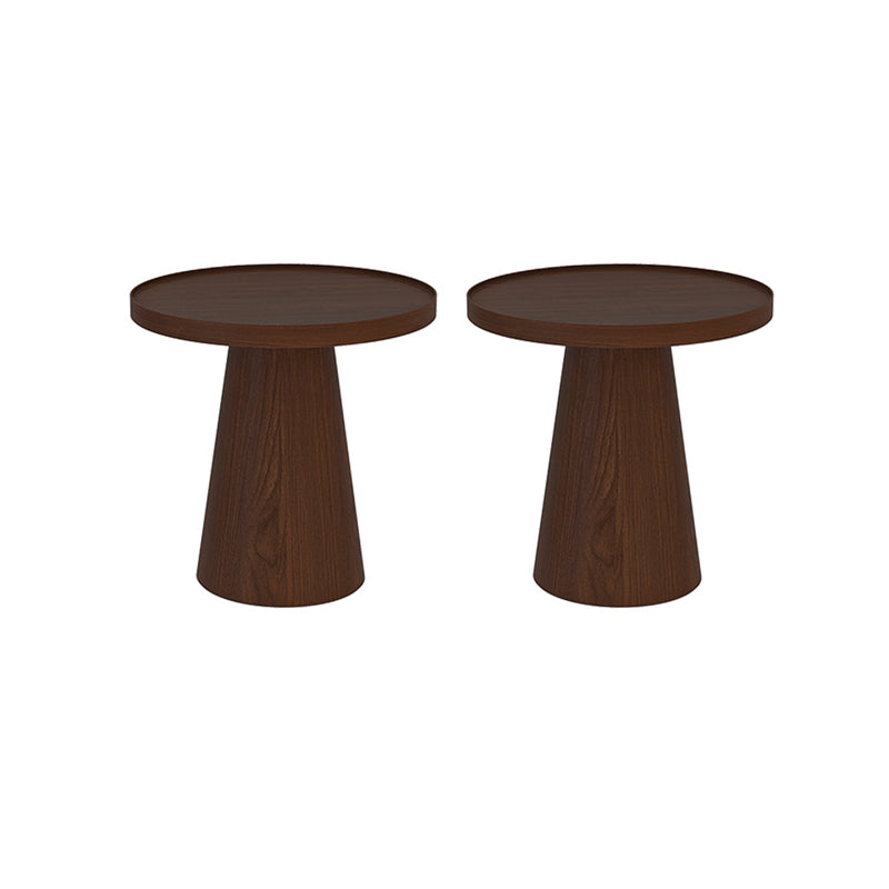 Scandinavian Brown Table Round Pedestal Solid Wood End Table