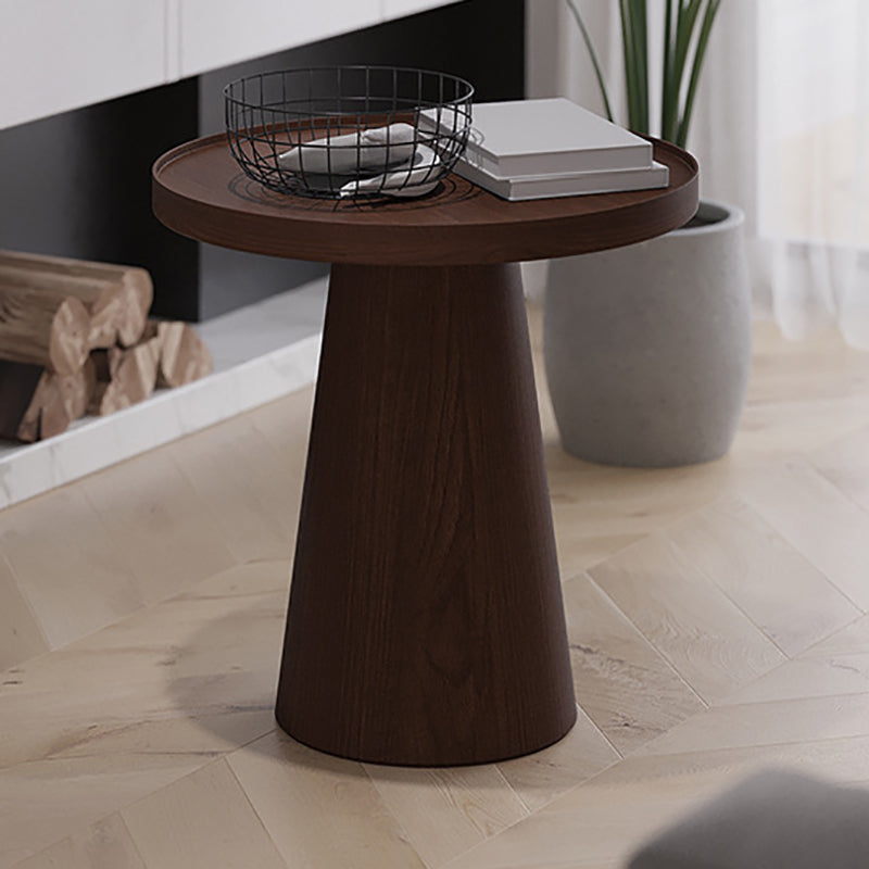 Scandinavian Brown Table Round Pedestal Solid Wood End Table