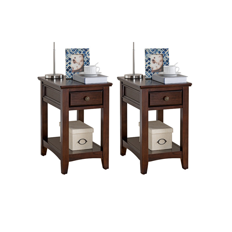 Modern Rectangle Top Side Table 23.62" Tall Wood End Table with Storage