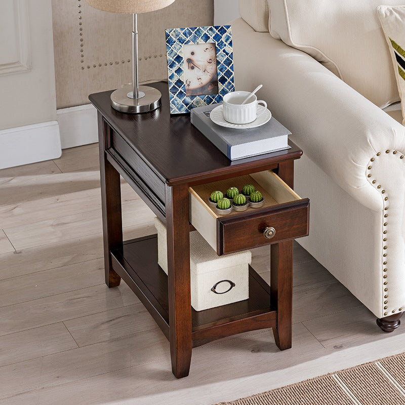Modern Rectangle Top Side Table 23.62" Tall Wood End Table with Storage