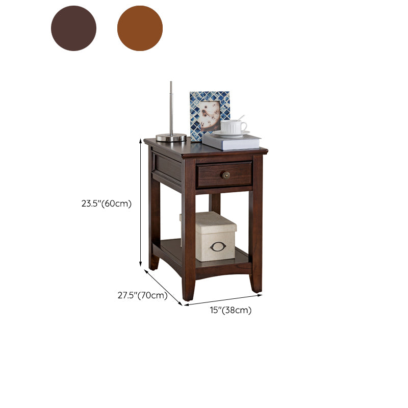 Modern Rectangle Top Side Table 23.62" Tall Wood End Table with Storage