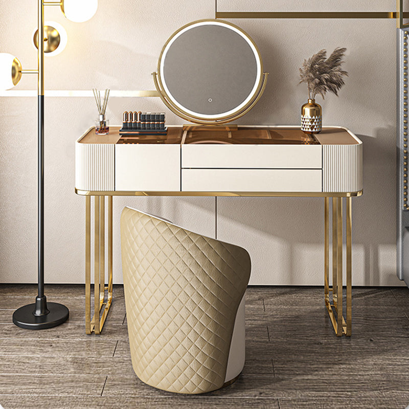 17.72" Wide Vanity Desk with Storage Drawers Glam Glass Dresser Table