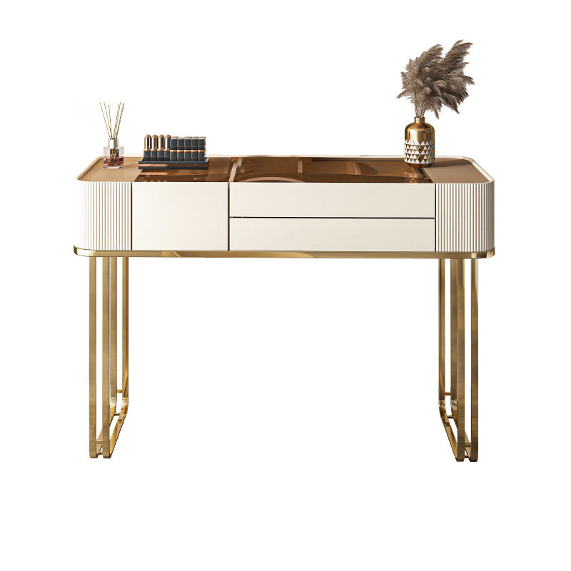 17.72" Wide Vanity Desk with Storage Drawers Glam Glass Dresser Table
