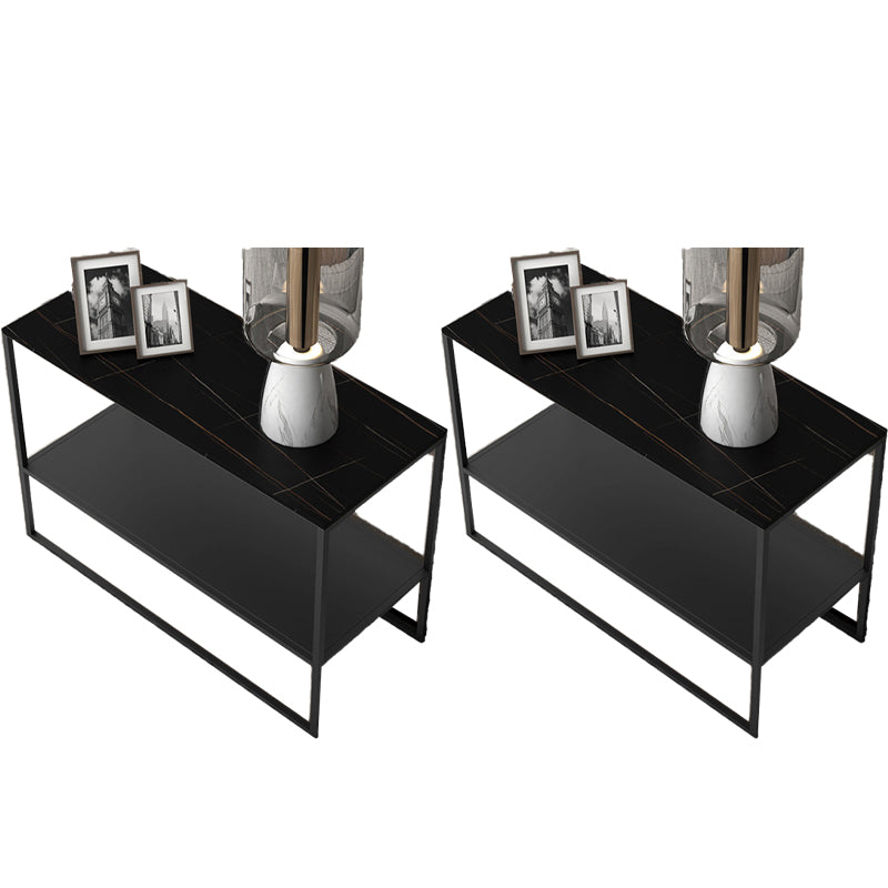 Contemporary Sled End Table Slate Top Rectangular Side Table, 21.7" Tall