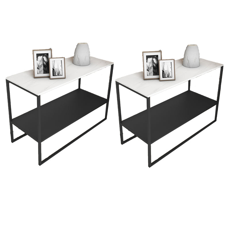 Contemporary Sled End Table Slate Top Rectangular Side Table, 21.7" Tall