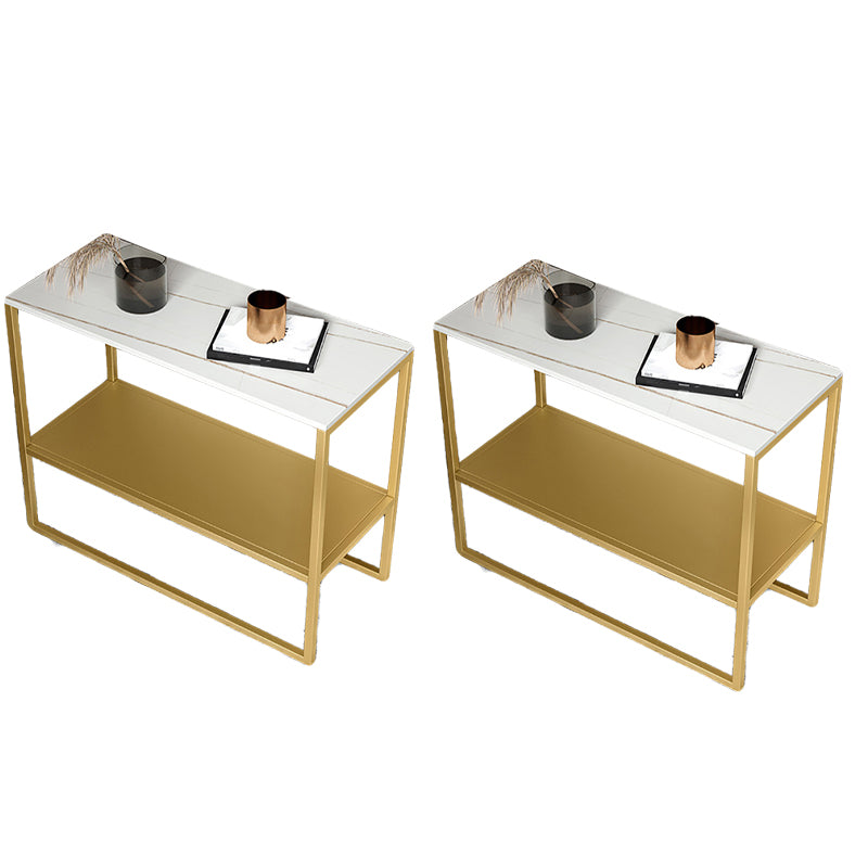 Contemporary Sled End Table Slate Top Rectangular Side Table, 21.7" Tall