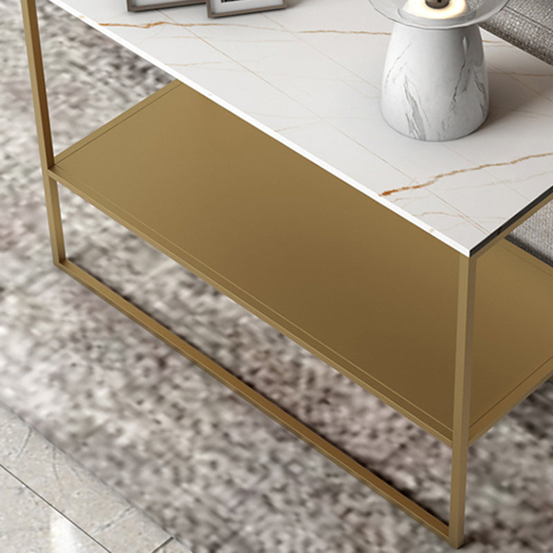 Contemporary Sled End Table Slate Top Rectangular Side Table, 21.7" Tall