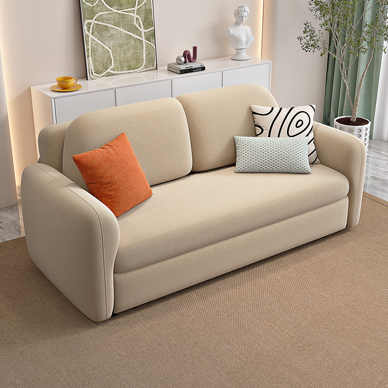 Beige Velvet Sleeper Sofa 31.49" Wide Scandinavian Sofa Bed with Upholstered