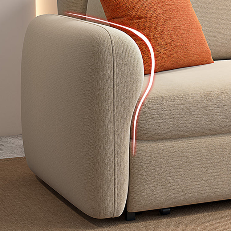 Beige Velvet Sleeper Sofa 31.49" Wide Scandinavian Sofa Bed with Upholstered