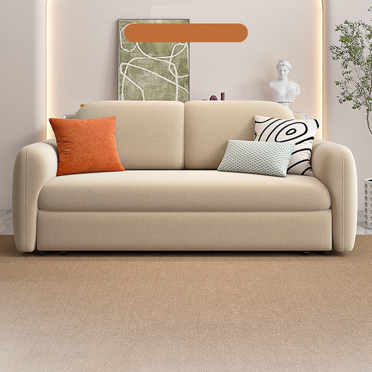 Beige Velvet Sleeper Sofa 31.49" Wide Scandinavian Sofa Bed with Upholstered