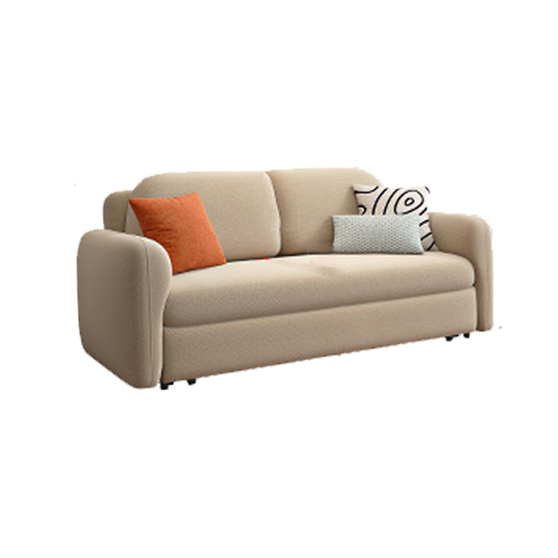 Beige Velvet Sleeper Sofa 31.49" Wide Scandinavian Sofa Bed with Upholstered