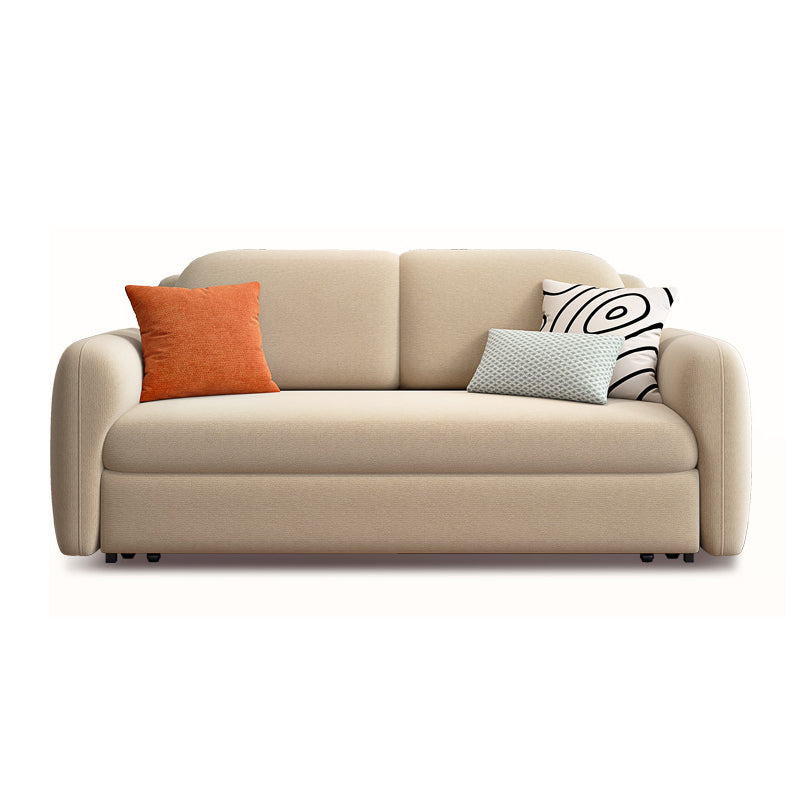 Beige Velvet Sleeper Sofa 31.49" Wide Scandinavian Sofa Bed with Upholstered