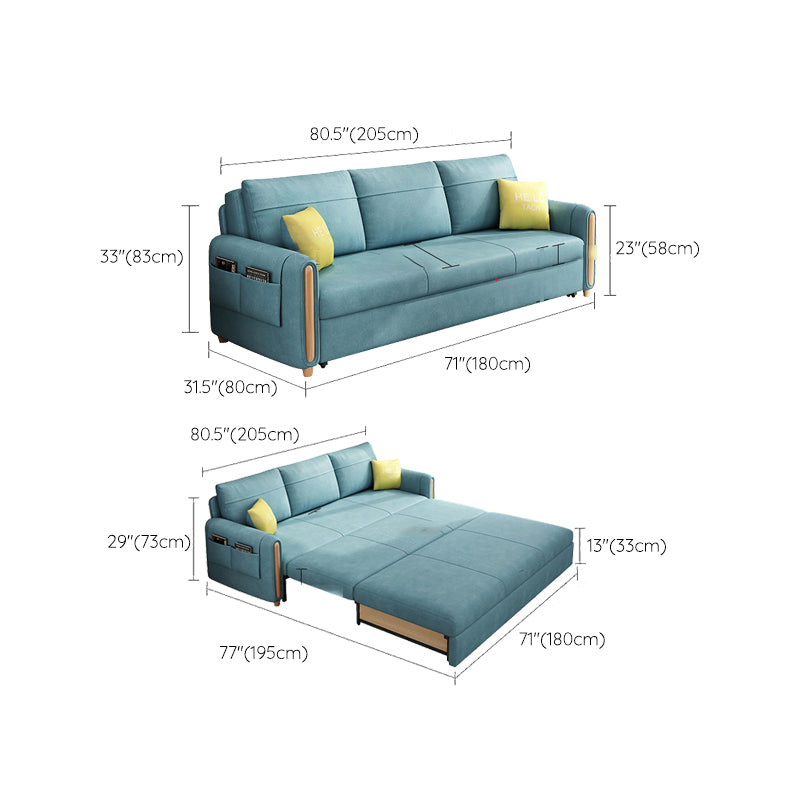 Green Faux leather Sleeper Sofa Scandinavian Style Sofa Bed for Home