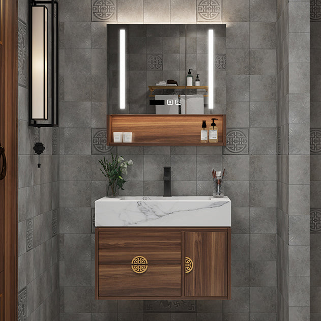 Modern Farmhouse Sink Cabinet Carrara Marble with Soft Close Door Bathroom Vanity Set
