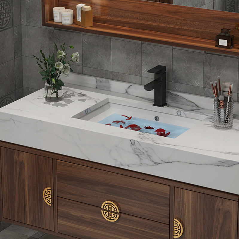 Modern Farmhouse Sink Cabinet Carrara Marble with Soft Close Door Bathroom Vanity Set