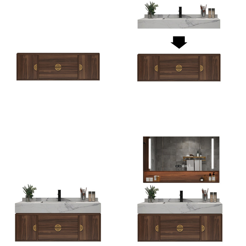 Modern Farmhouse Sink Cabinet Carrara Marble with Soft Close Door Bathroom Vanity Set