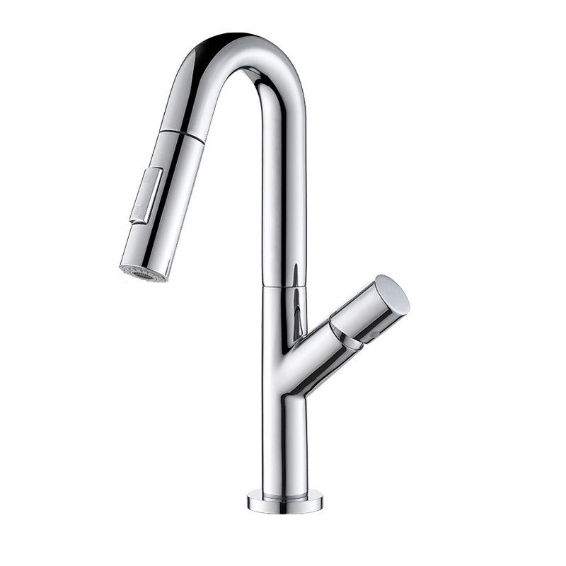 High-Arc Modern Style Bathroom Faucet Single Handle Pull-out Faucet