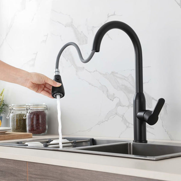 Modern Copper Kitchen Sink Faucet Single Handle High Arc Retractable Kitchen Faucet