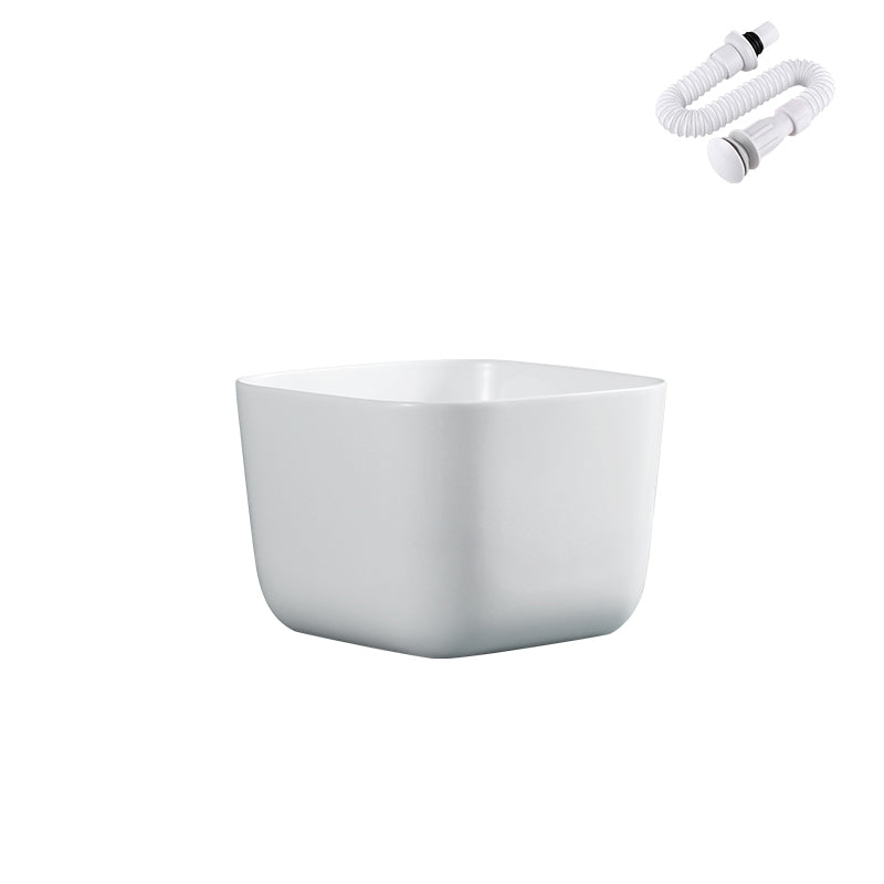 Modern Bathroom Sink with Single Faucet Hole Porcelain Rectangular Vessel Lavatory Sink