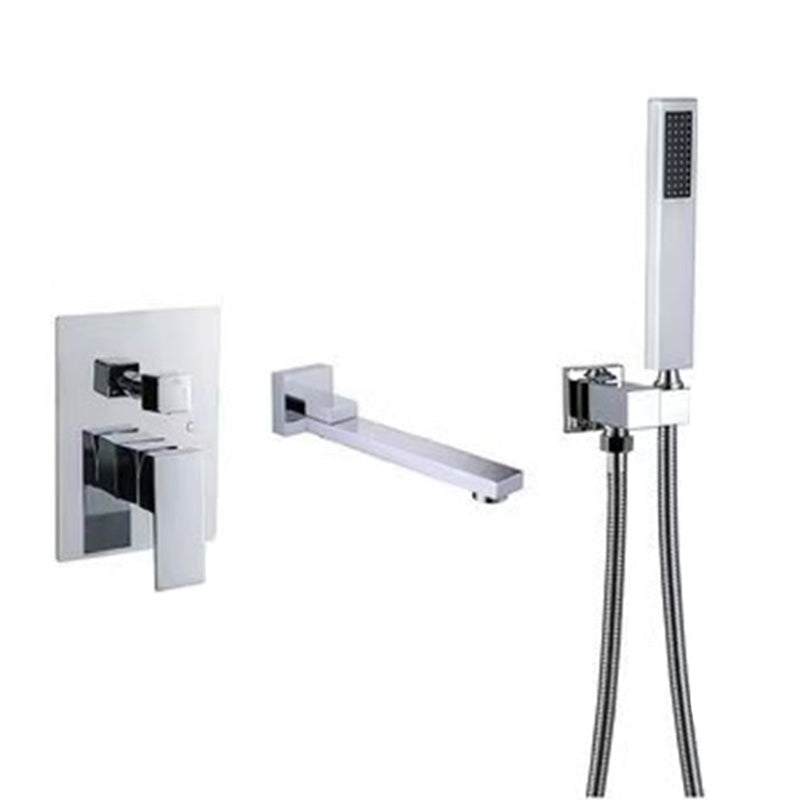 Modern Brass Faucet Swivel 1-Handle and 4-Hole Wall Mounted Tub Spout Trim