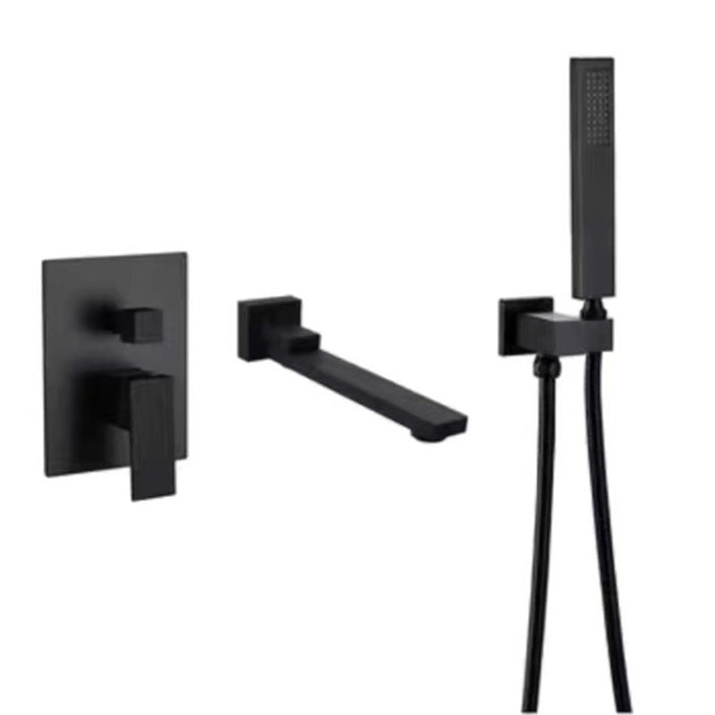 Modern Brass Faucet Swivel 1-Handle and 4-Hole Wall Mounted Tub Spout Trim