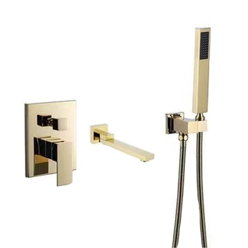 Modern Brass Faucet Swivel 1-Handle and 4-Hole Wall Mounted Tub Spout Trim