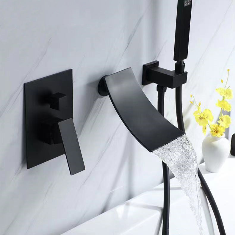 Modern Brass Faucet Swivel 1-Handle and 4-Hole Wall Mounted Tub Spout Trim