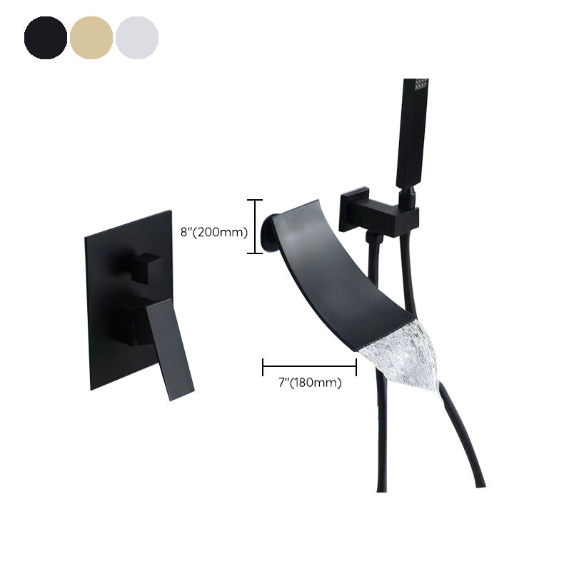 Modern Brass Faucet Swivel 1-Handle and 4-Hole Wall Mounted Tub Spout Trim