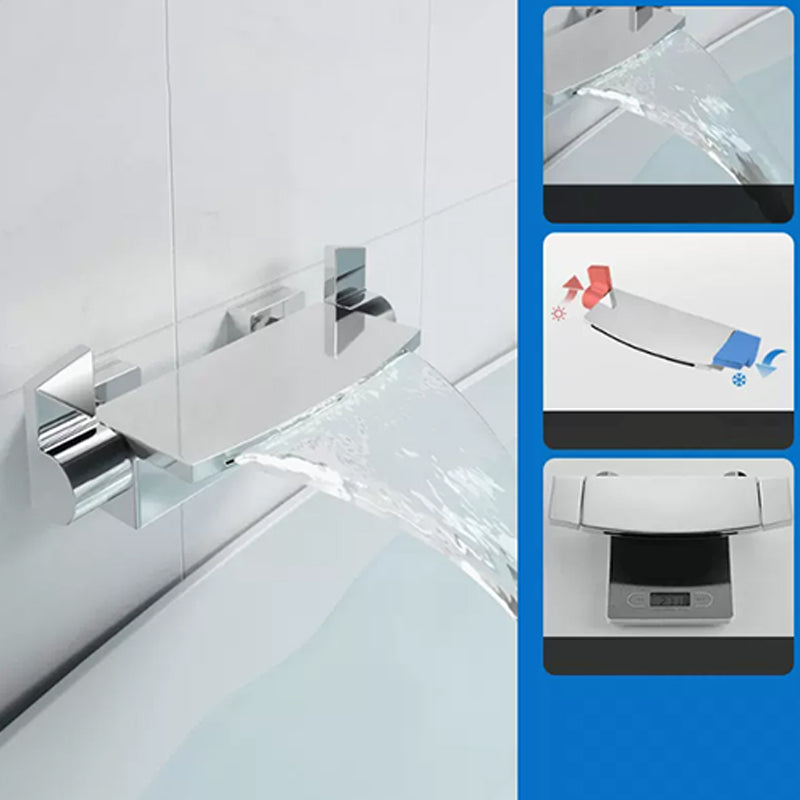 Modern Bathtub Faucet Copper Low Arc Wall Mounted Bathroom Faucet